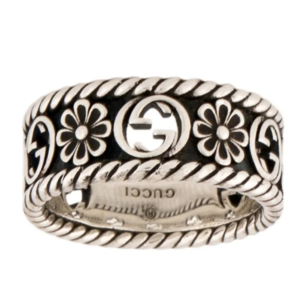 GUCCI STERLING SILVER 925 MADE IN ITALY INTERLOCKING G BAND RING - Picture 7 of 8